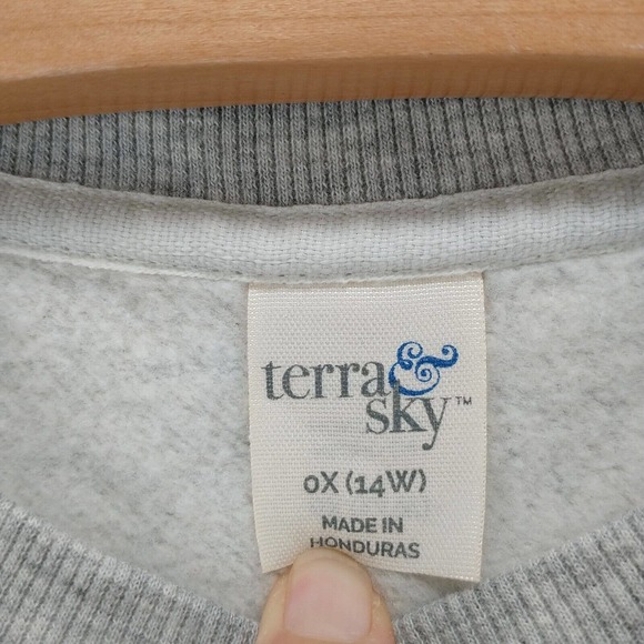 Terra & Sky Women's Pullover Sweatshirt Gray Plus Size 0X 14W Heather Crew Neck - Picture 8 of 12